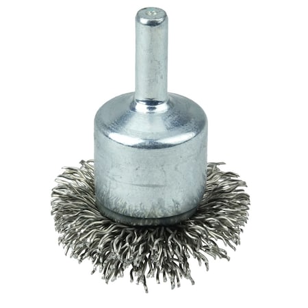 Weiler 1-1/2" Circular Flared Crimped  End Brush, .020" Stainless Steel Fill 10047